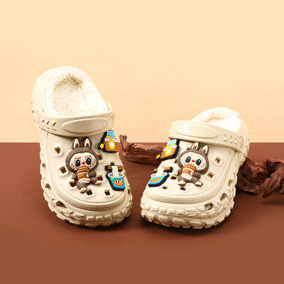 冬季新款男童加绒洞洞鞋