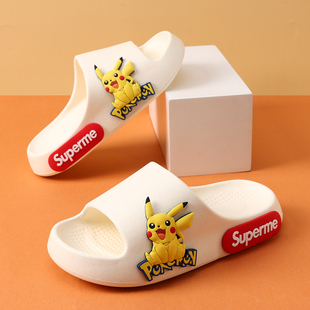 皮卡丘儿童拖鞋外穿防滑耐脏软底可爱男孩凉拖鞋浴室洗澡静音百搭