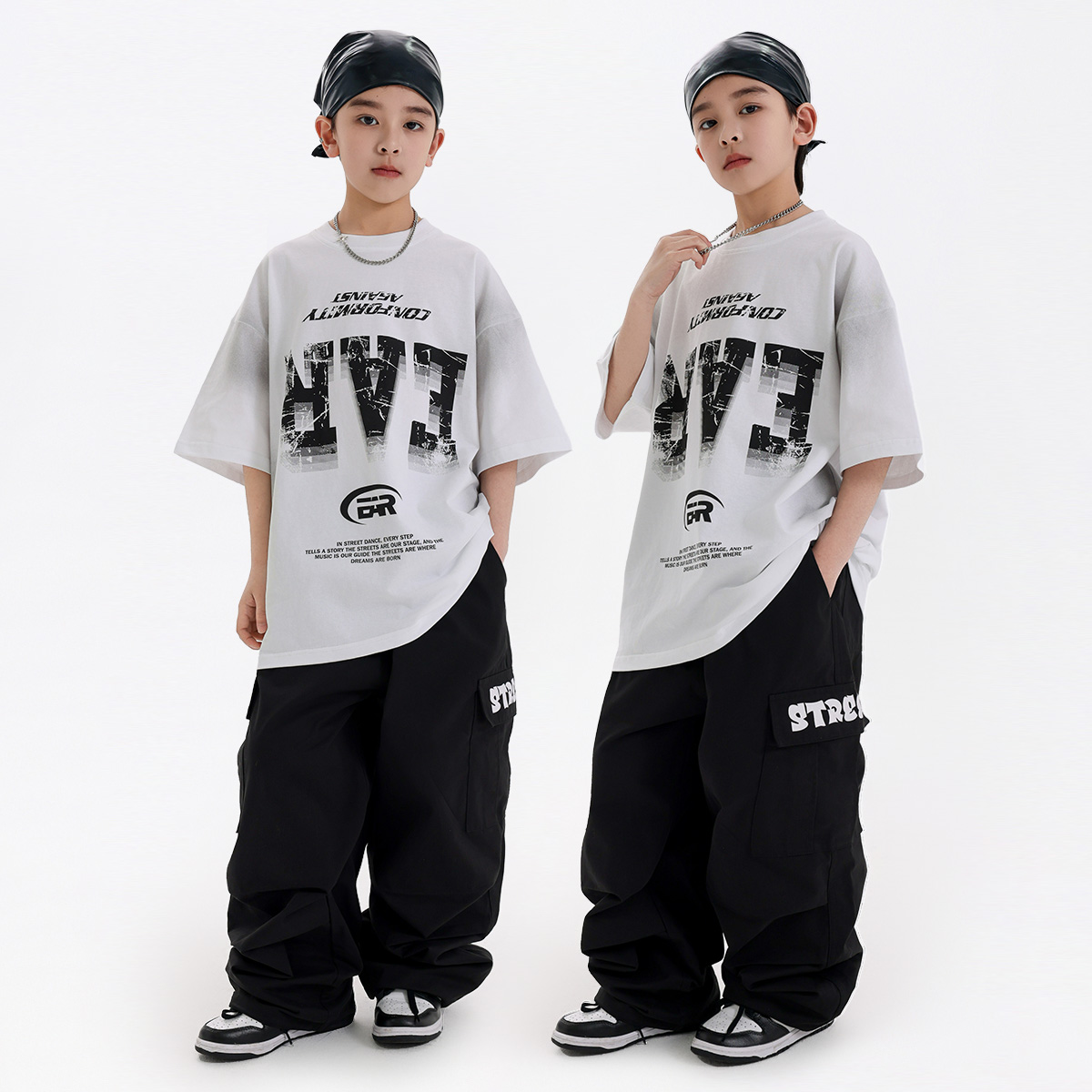 2025新款嘻哈男童街舞短袖演出服