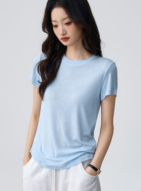 #莱赛尔#轻薄软糯无感亲肤透透T恤女夏短袖宽松显瘦上衣