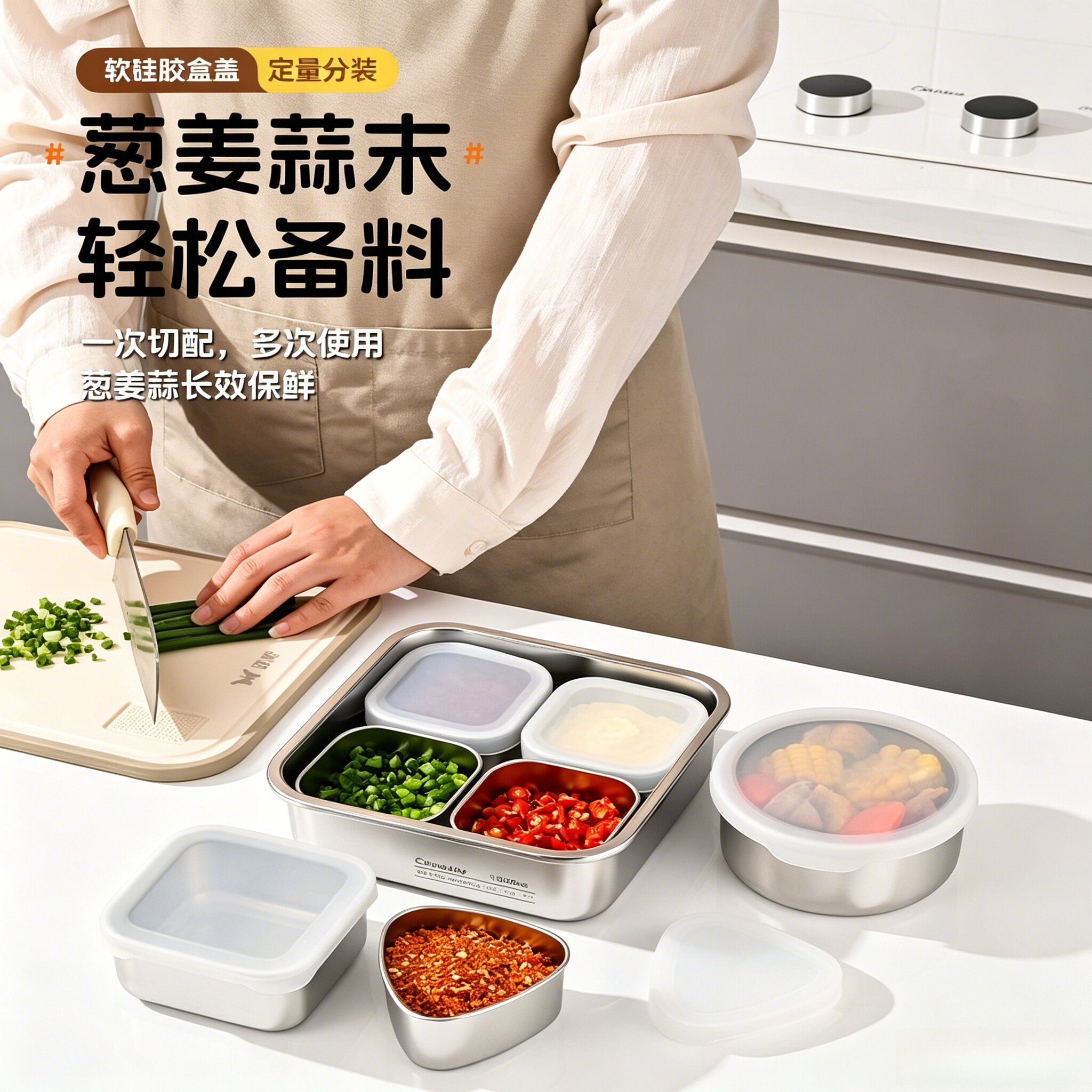 304不锈钢方形硅胶盖保鲜盒
