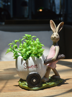 【清仓】卡通兔子装饰收纳桌面摆件花园庭院装饰露台院子造景布置