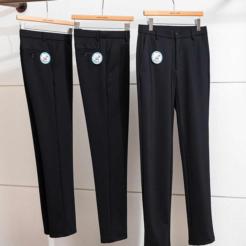 秋冬商务休闲加绒保暖高弹商务裤