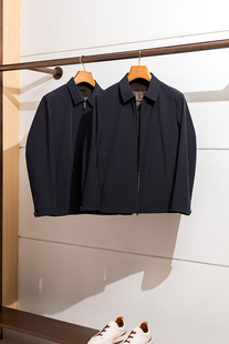 精英衣橱苾备 秋冬商务休闲干部夹克男中年羊毛翻领茄克外套 男士