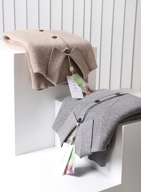 BabyCashmere/100小山羊绒 秋冬男士商务休闲开衫针织衫外套男