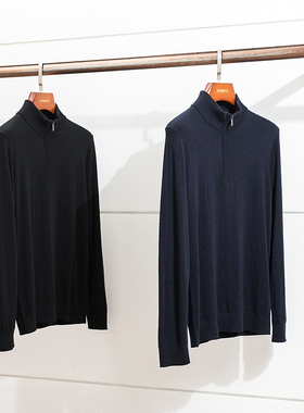 限量鼎奢 BC版12000  18针100%精纺山羊绒  男士半高领拉链羊绒衫