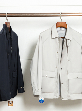 BC版 32000 利落优雅 男士休闲翻领风衣夹克外套老钱风春秋夹克男