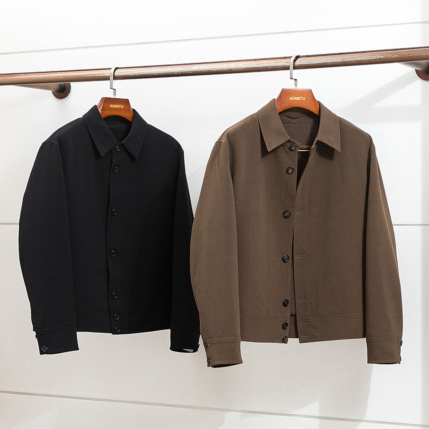 LP版25200 人字纹羊毛混纺 春秋季男士老钱风翻领夹克 静奢外套男