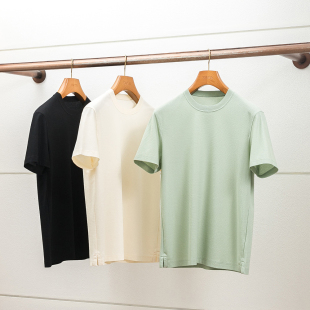 液氨龙鳞珠地 夏季男士纯棉圆领T恤男珠地棉凉感透气半袖短袖打底