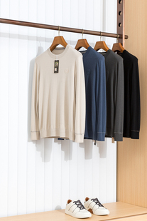 100%黄金羊毛秋冬男精纺羊毛圆领打底针织衫 丝滑暖糯 扬子TOP笈