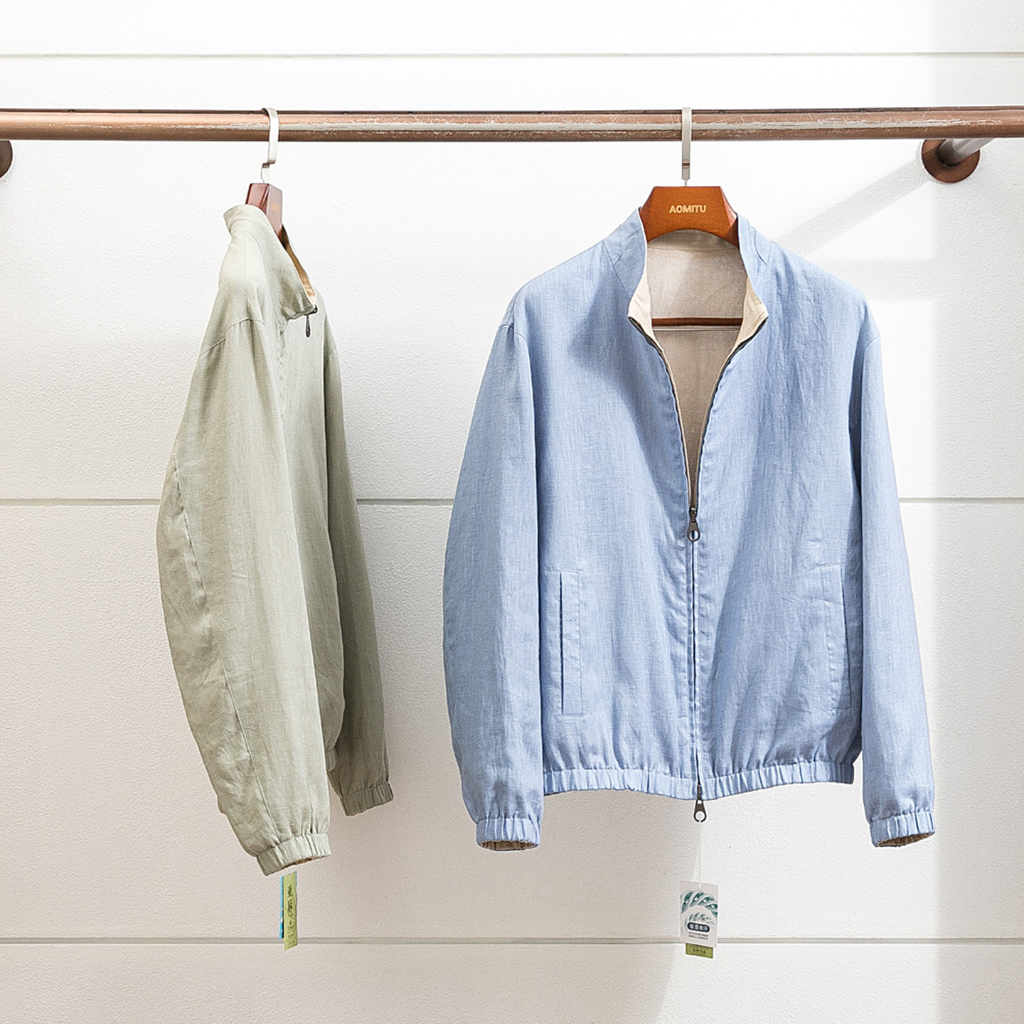 LP版21000 春秋男士双面穿亚麻夹克 静奢风亚麻夹克老钱风外套男