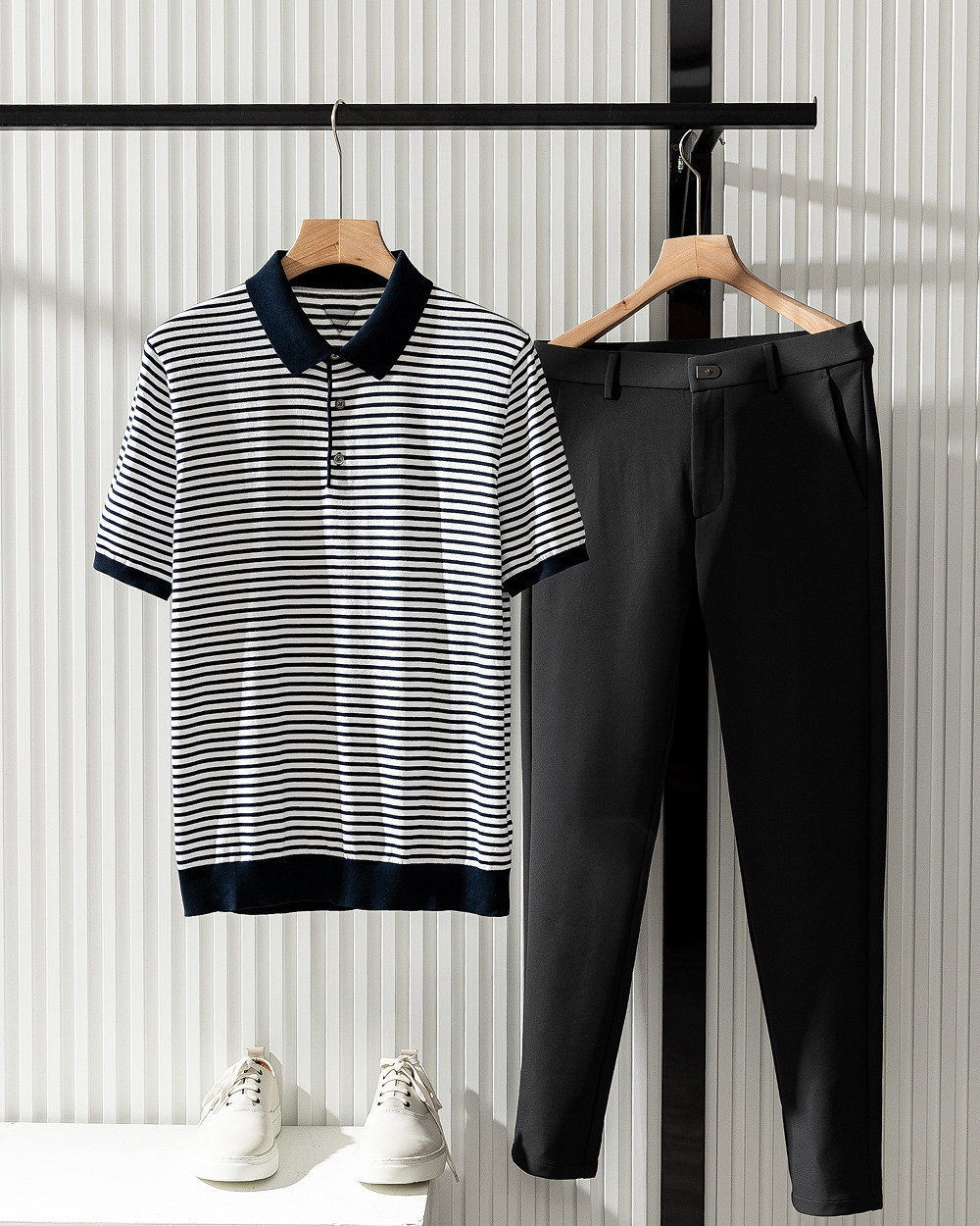 丝光长绒棉夏季男士短袖POLO衫翻领商务休闲条纹纯棉短袖T恤男