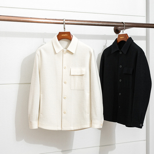 Z系同源面料 加厚羊毛翻领夹克老钱风羊毛外套男 强缩羊毛秋冬男士