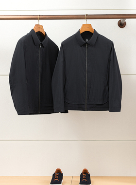 2.79W 意奢高端 意产Super140S真丝羊毛春秋男翻领短款夹克外套男