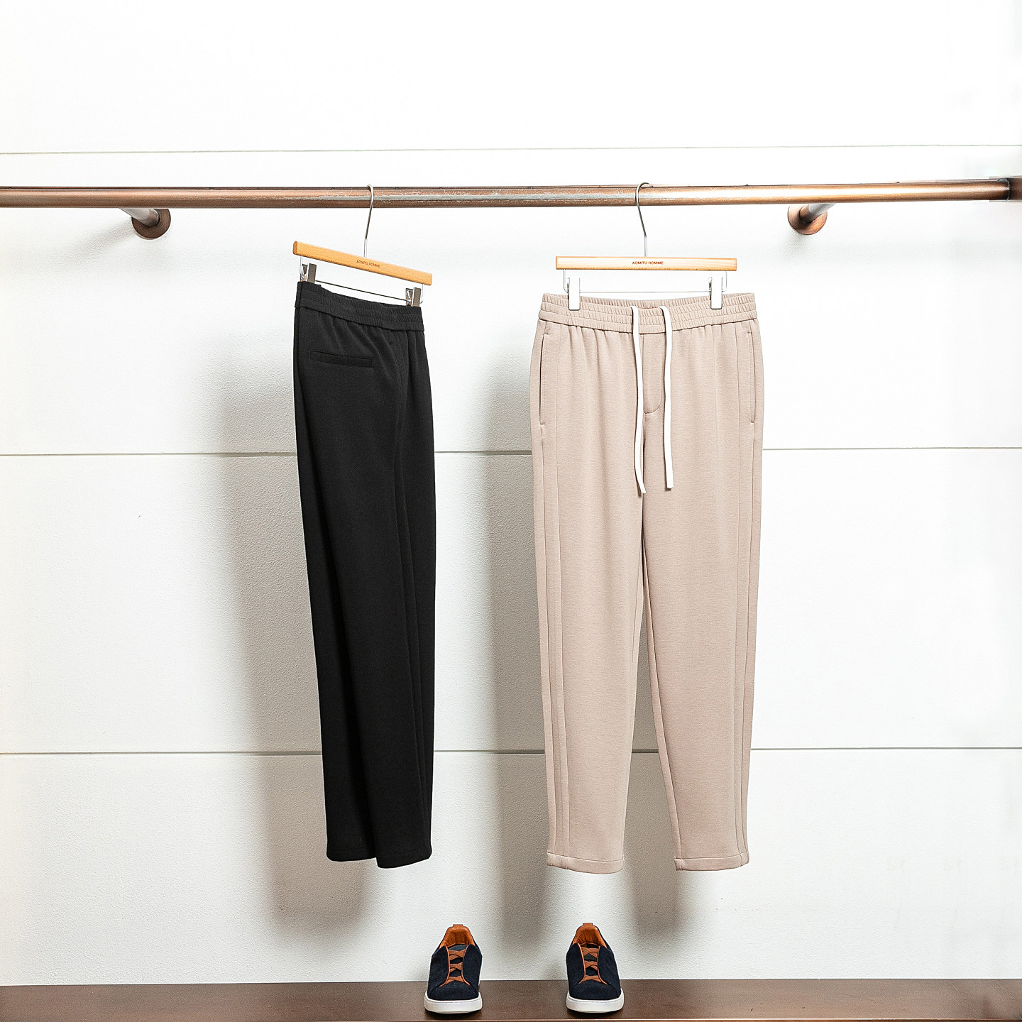 34000版 丝羊毛空气层 春秋男士休闲针织休闲裤老钱风运动裤子男