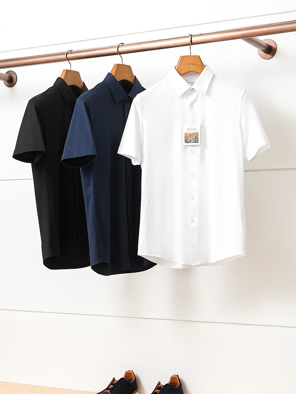 棉中白金 GIZA45埃及长绒棉 夏季男士商务休闲短袖衬衫上班衬衫男