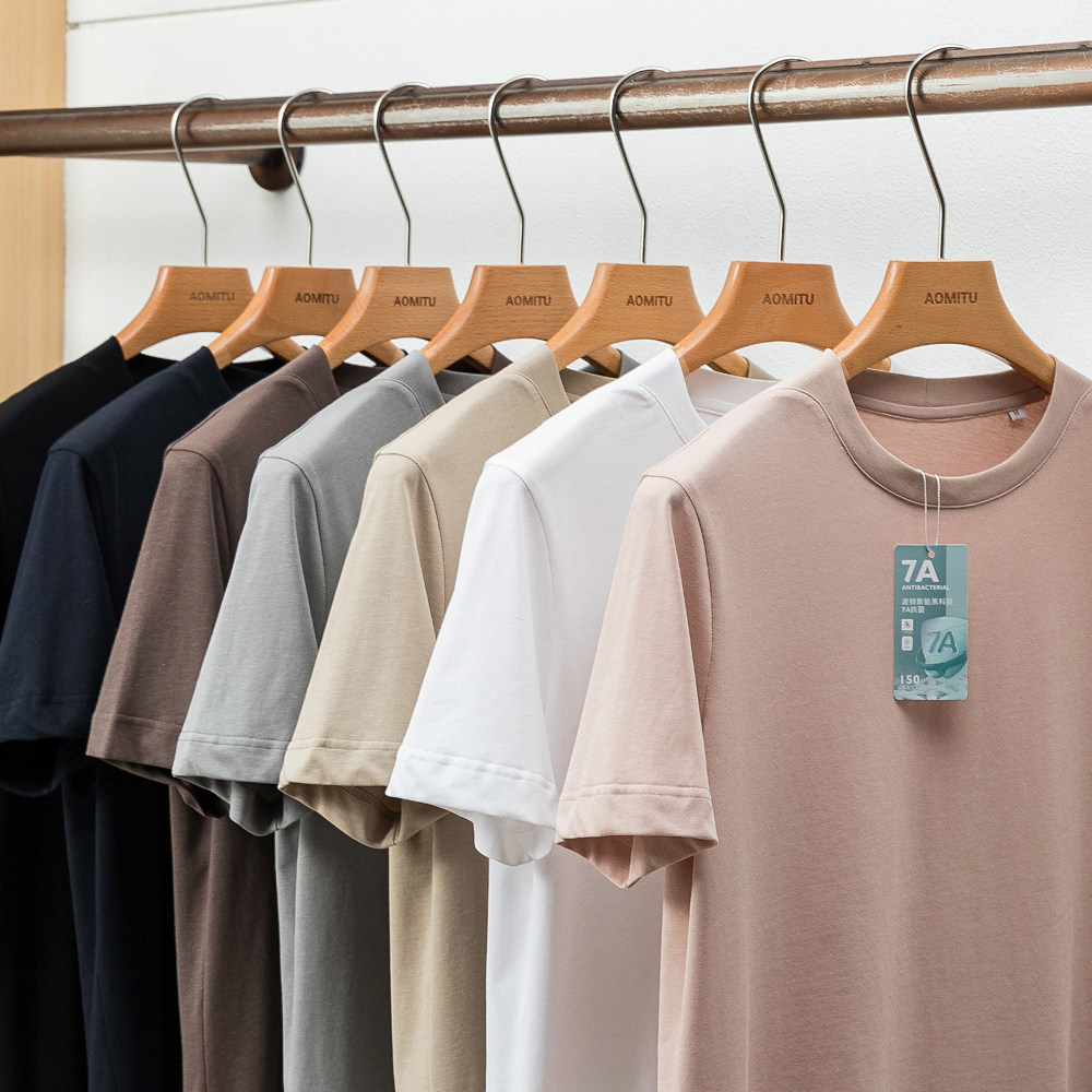 自然原生高级感 丝麻棉！ 夏季男士纯色圆领短袖T恤半袖打底短袖T