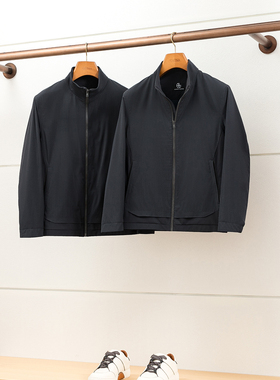 2.8W！獨家！意产Super140S真丝羊毛春秋男立领短款夹克外套男