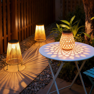 太阳能户外灯庭院桌面可移动草坪灯竹编灯灯笼落地灯挂灯阳台氛围