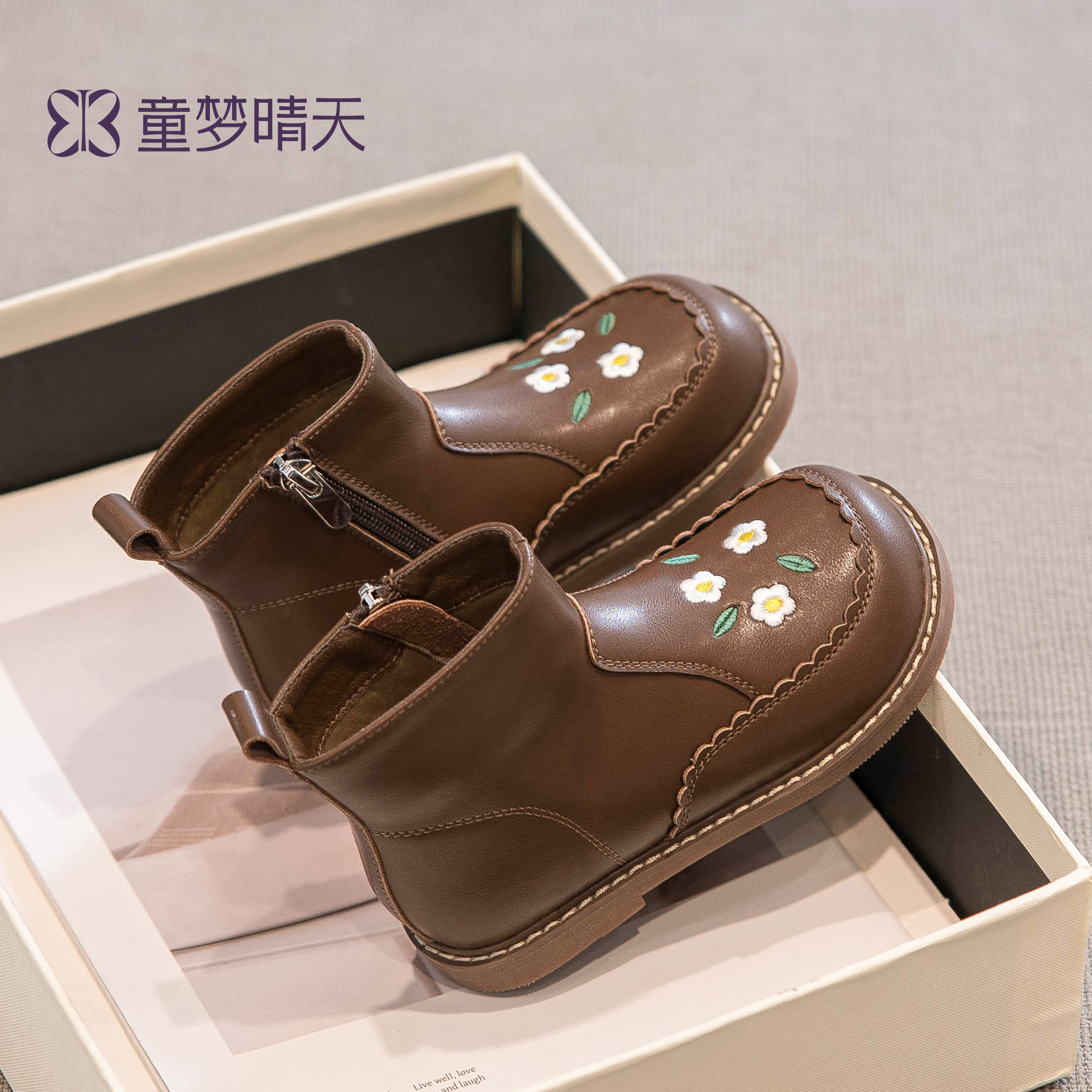 女童靴子2025新款秋冬季短靴儿童鞋子马丁靴女宝宝加绒公主小皮鞋