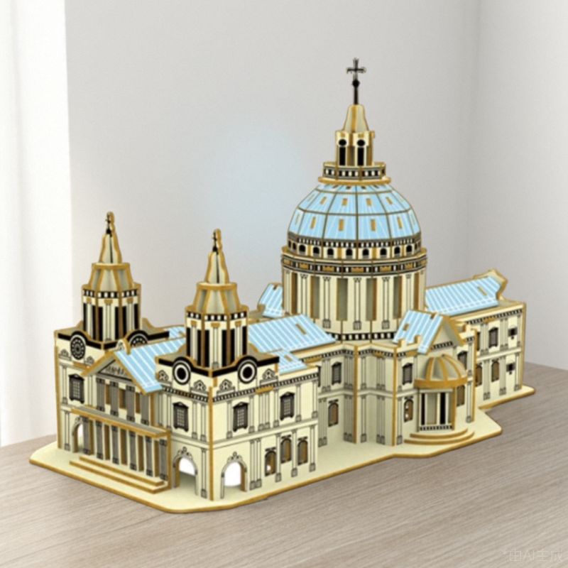 激光版圣保罗大教堂高难度木质制拼装模型玩具3D立体拼图拼插以上