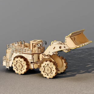 木制铲车3d立体拼图高难度拼板儿童益智拼装模型玩具木质创意积木