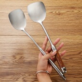 小锅铲迷你加厚304不锈钢梨花木锅铲炒菜户外铲厨具家用防烫勺子