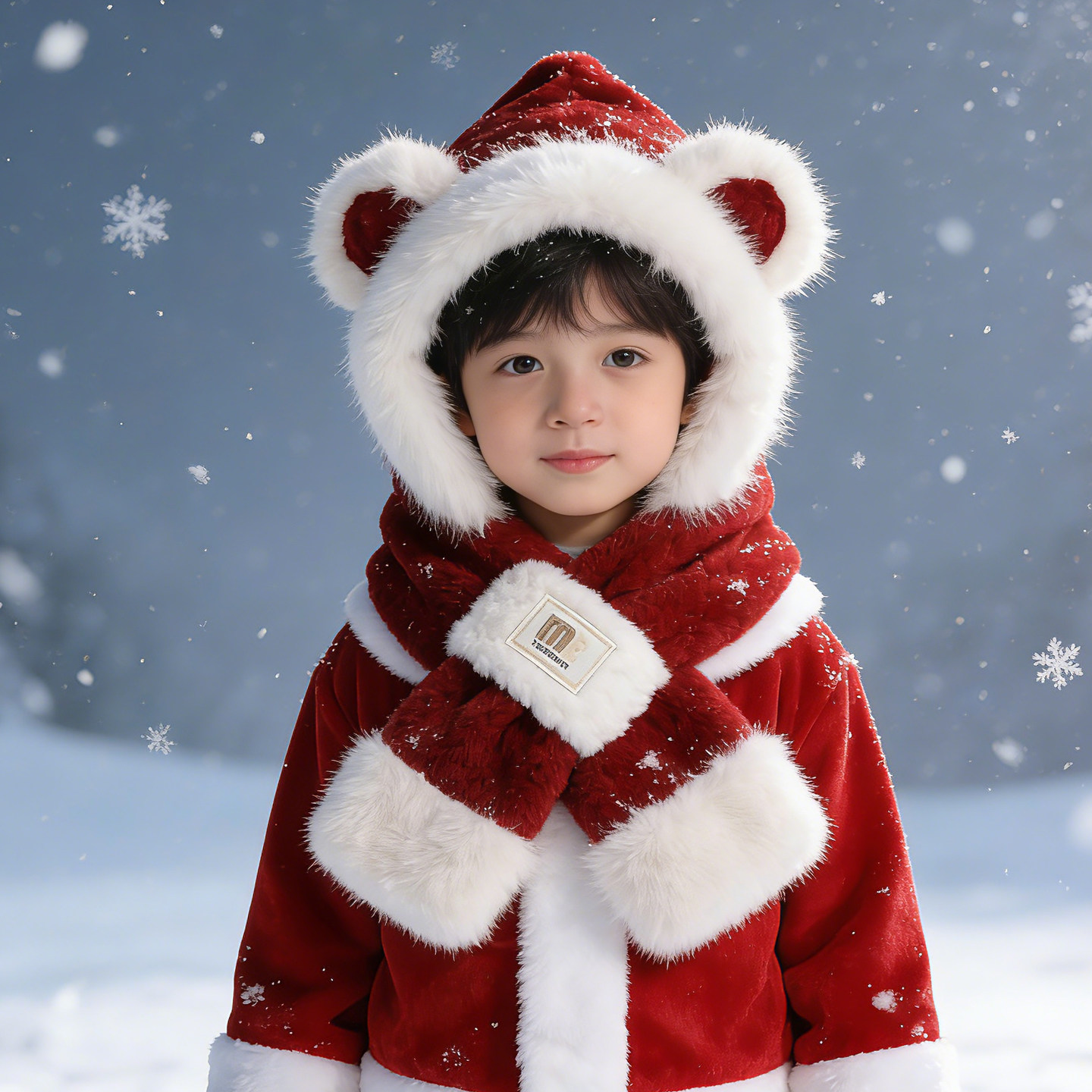 儿童帽子围巾一体冬天男孩毛绒帽女孩加厚保暖帽时尚护耳帽亲子帽