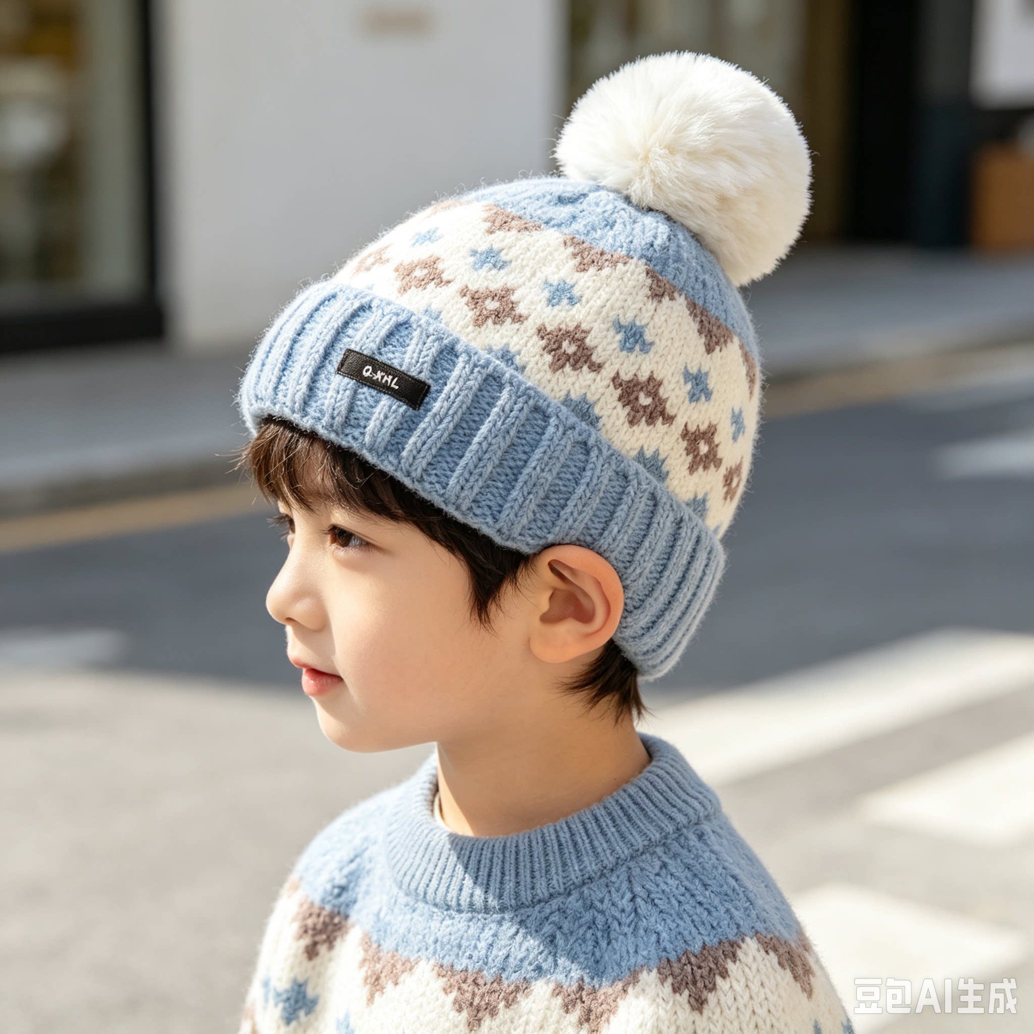 儿童帽子秋冬男孩针织帽毛球星星毛线帽女孩洋气保暖帽小孩套头帽