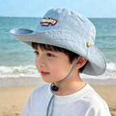 儿童遮阳帽春夏薄款 男孩渔夫帽户外登山防晒帽洋气女童出游防晒帽