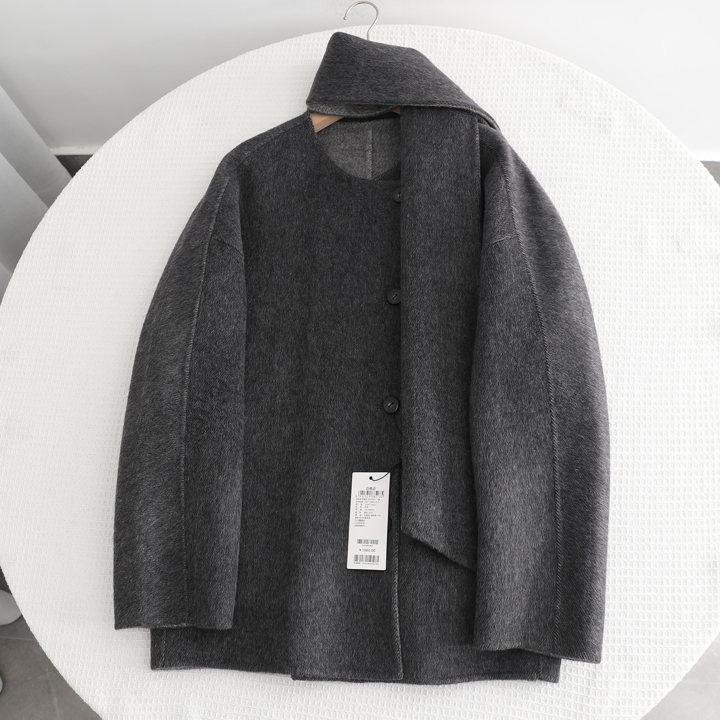 檬系~2025秋季新款气质时尚洋气双面呢围巾式毛呢外套女羊毛大衣