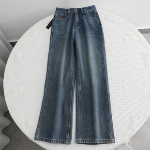 通勤百搭高腰显瘦加绒保暖加厚直筒阔腿牛仔裤 艾系 2025秋冬新款