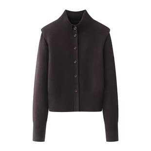 时尚 极简风通勤打底衫 百搭立领休闲针织开衫 新款 女2025冬季 艾系