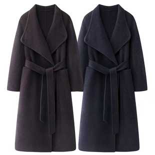气质宽松系带双面呢外套通勤中长羊毛大衣 时尚 艾系 2025秋冬新款