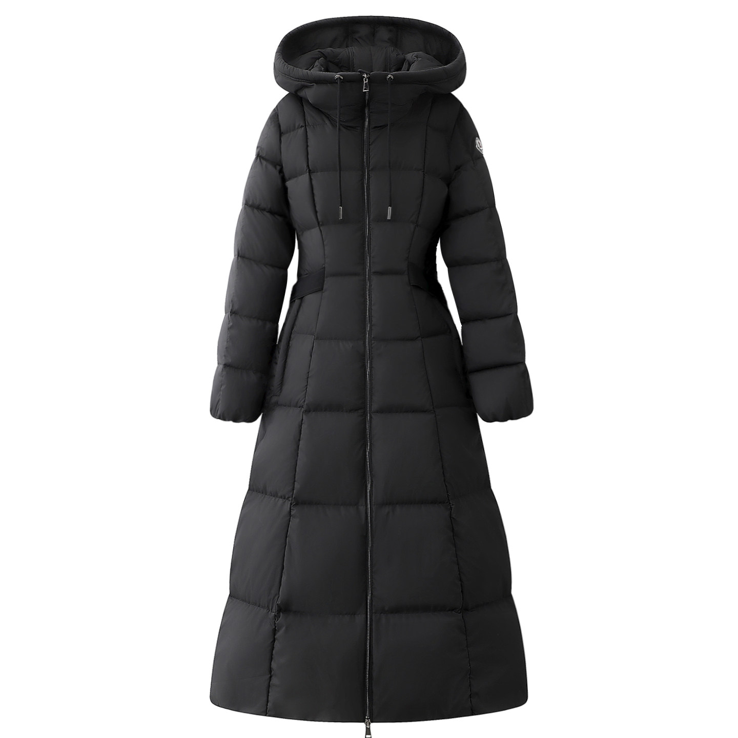 黑色高级感连帽修身羽绒服2025冬季新款90白鸭絨长款显瘦收腰外套