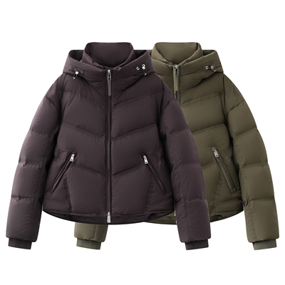 鸟家~2025冬季新款简约休闲连帽泡芙羽绒服宽松百搭加厚保暖外套