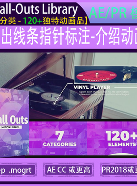 Call-Outs Library 呼出线条指针标注文字介绍120组动画AE/PR模板