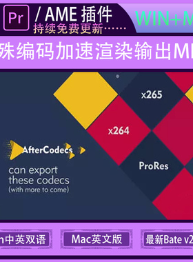 AE输出mp4 H.264渲染加速AE/PR/AME插件 AfterCodecs 中文win/mac