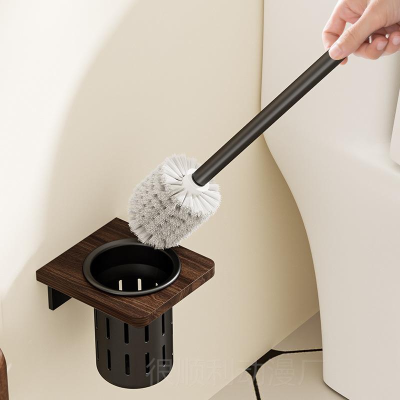 胡桃木马桶刷壁挂式免打孔卫生间厕所家用无死角沥水杯子长刷柄子
