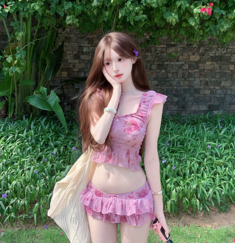 泳衣女高级感分体比基尼甜美飞袖