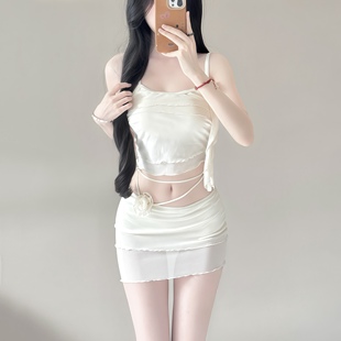 泳衣女款高级感分体比基蕾丝仙气小胸聚拢性感吊带绝美纯欲泡温泉