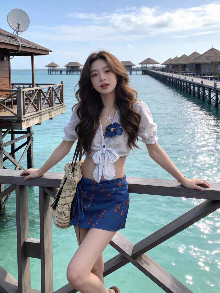 泳衣女款夏日多巴胺分体比基尼四件套性感辣妹海边度假泡温泉泳装