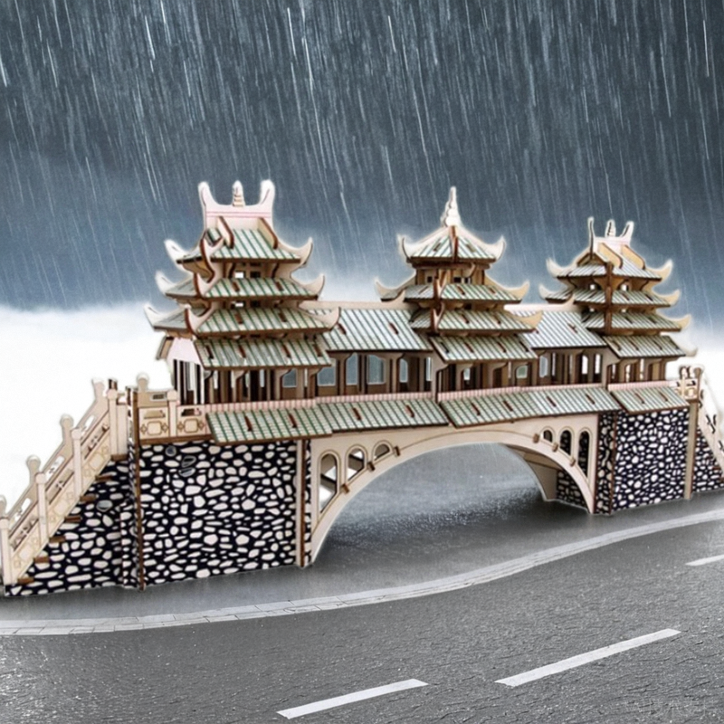 相思风雨桥古风建筑解压拼装木制木质男女拼图科教模型玩具10以上