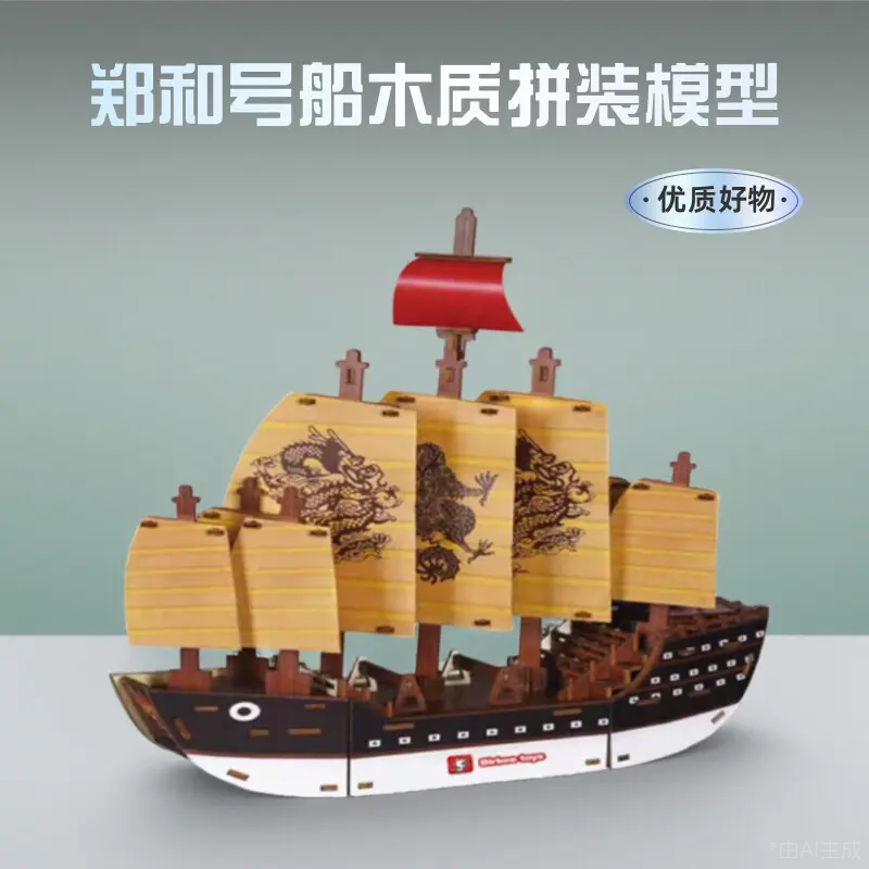 郑和宝船号木质模型3D拼图