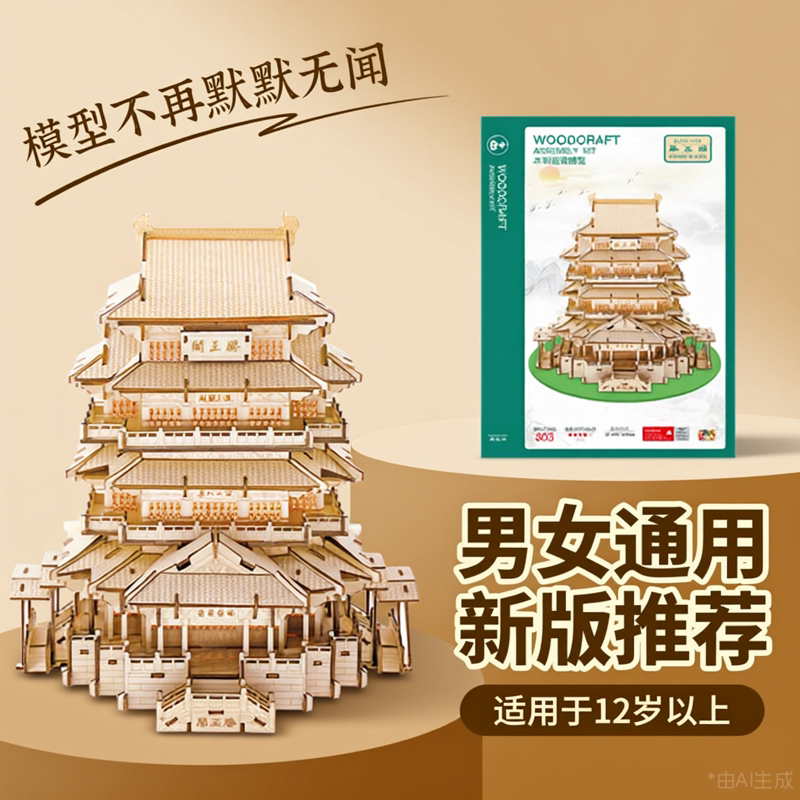 滕王阁彩盒装DIY岳阳手工拼装