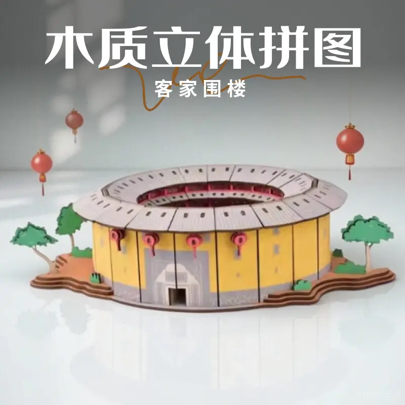 客家围龙屋拼装模型岭南民房