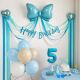 蓝色蝴蝶结气球艾莎公主冰雪奇缘主题套餐场景布置生日礼物装 饰