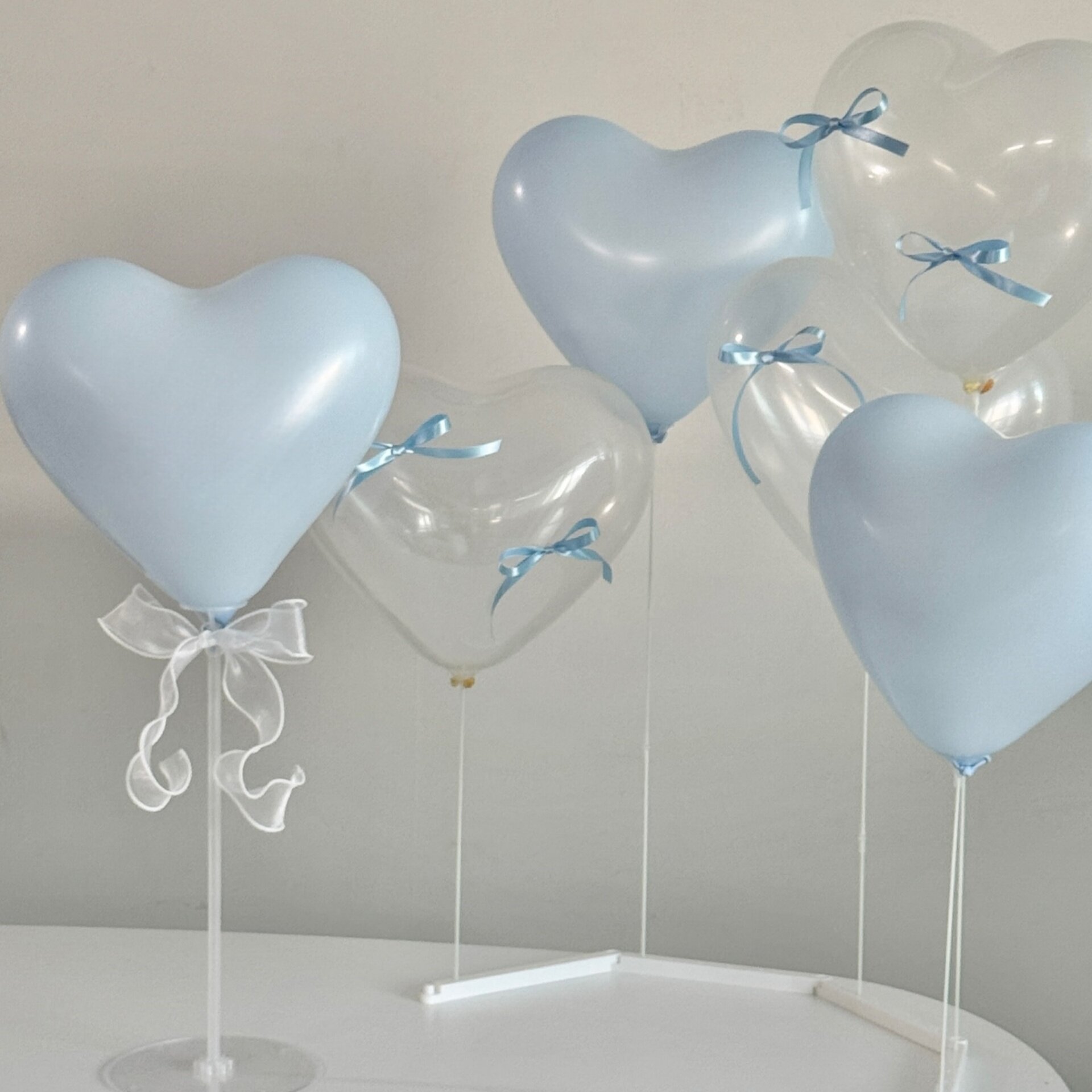 丝带蝴蝶结爱心气球透明心形球套装派对装饰场景布置拍照道具用品