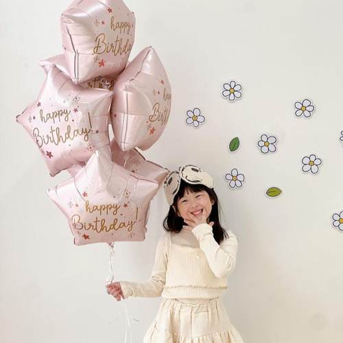 18寸粉色印花铝膜五角星