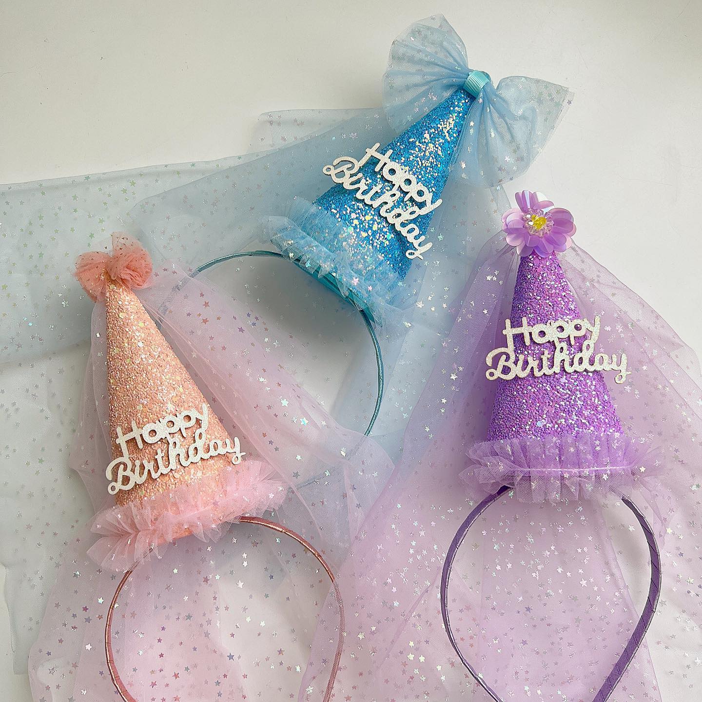 儿童女孩生日帽长纱发箍公主头箍